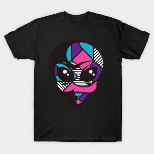 Abstract Alien Head Geometric Shapes T-Shirt